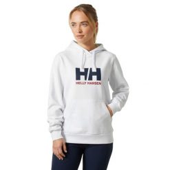 Damska bluza z kapturem z logo Helly Hansen 2.0. Białe bluzy damskie Helly Hansen, bez wzorów, bez ramiączek, z kapturem. W wyprzedaży za 309.40 zł.