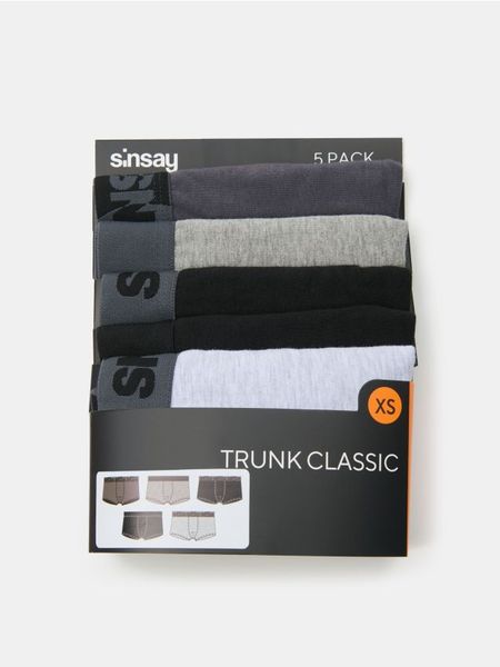 Bokserki Classic 5 pack - szary. Szare bokserki męskie Sinsay, bez wzorów. Za 49.99 zł.