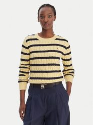 Tommy Hilfiger Sweter WW0WW47644 Żółty Regular Fit. Żółte swetry nierozpinane damskie Tommy Hilfiger, l, bez wzorów, z bawełny, bez kołnierzyka, bez ramiączek. Za 649.99 zł.