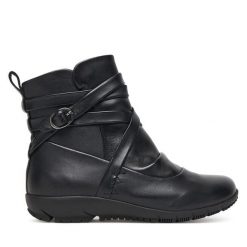 Botki Josef Seibel. Czarne botki damskie Josef Seibel, bez wzorów, bez obcasa, na płaskiej podeszwie, bez zapięcia. Za 419.99 zł.