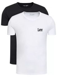 LEE TWIN PACK GRAPHIC DWUPAK MĘSKI T-SHIRT KOSZUKA LOGO BLACK WHITE L65RAIKW 112140524. Białe t-shirty męskie Lee, l, bez wzorów, bez kołnierzyka, bez ramiączek. Za 99.99 zł.