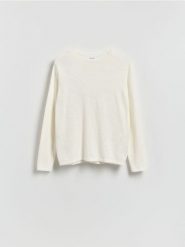 Bawełniany sweter - złamana biel. Swetry męskie Reserved, l, bez wzorów, z bawełny, bez kołnierzyka, bez ramiączek. Za 99.99 zł.