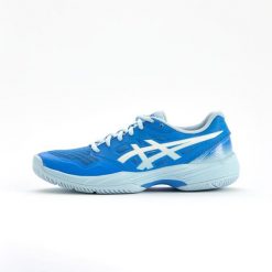 Buty do badmintona i sportów halowych damskie Asics Gel Court Hunter 3. Obuwie sportowe damskie Asics, bez wzorów, z materiału, bez zapięcia, na fitness i siłownię. W wyprzedaży za 249.99 zł.