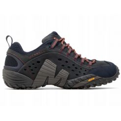 Buty Męskie Merrell Intercept Trekkingowe Skórzane Vibram. Brązowe trekkingi męskie Merrell, bez zapięcia. Za 599.00 zł.