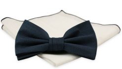 Granatowa Elegancka Mucha z Białą Poszetką -CHATTIER- Męska, Jednokolorowa. Niebieskie krawaty i muchy Chattier, bez wzorów, eleganckie. Za 59.00 zł.
