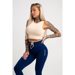 Top fitness damski Gym Glamour wiązany. Brązowe topy damskie GYM GLAMOUR, l, bez wzorów, glamour, bez kołnierzyka, bez ramiączek. Za 99.99 zł.