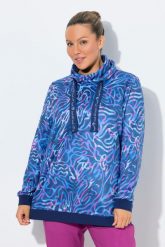 Damskie Bluza stójka długie rękawy z recyklingu. Niebieskie bluzy damskie Ulla Popken, m, bez wzorów, z elastanu, sportowe, bez ramiączek, bez kaptura. Za 239.99 zł.