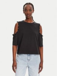 Liu Jo Bluzka WA5183 JS923 Czarny Regular Fit. Czarne bluzki damskie Liu Jo, xs, bez wzorów, z bawełny, bez kołnierzyka, bez ramiączek. Za 319.99 zł.