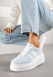 Niebieskie Sneakersy Klasyczne Tenisówki na Grubej Podeszwie z Koturnem Adessia. Niebieskie trampki i tenisówki damskie Renee, bez wzorów, z jeansu, bez zapięcia. Za 119.99 zł.