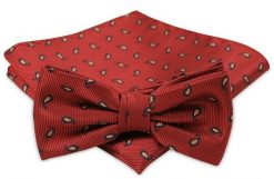Modna Mucha Męska - Alties - Kolor Miedziany, Drobny Wzór Paisley. Brązowe krawaty i muchy Alties, bez wzorów, eleganckie. Za 54.00 zł.
