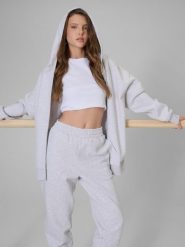 4F Bluza dresowa regular z kapturem damska - szara XS. Szare bluzy damskie 4F, xs, bez wzorów, z dresówki, bez ramiączek, z kapturem. Za 179.99 zł.