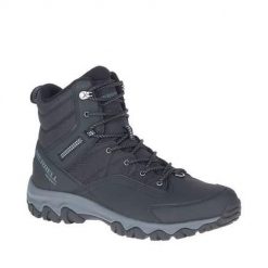 Buty trekkingowe męskie Merrell Thermo Akita Mid WP. Szare buty zimowe męskie Merrell, bez wzorów, z materiału, za kostkę, bez obcasa, bez zapięcia. Za 479.99 zł.