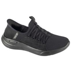 Buty sportowe Sneakersy damskie, Slip-ins: Sport - Ballet Chic. Czarne obuwie sportowe damskie Skechers, bez wzorów, bez zapięcia, trekkingowe. Za 329.99 zł.