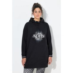 Damskie Długa bluza z kapturem oversize kaptur długi rękaw. Czarne bluzy damskie Ulla Popken, plus size, bez wzorów, z bawełny, casualowe, bez ramiączek, z kapturem. Za 239.99 zł.