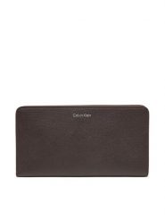 Calvin Klein Portfel Foil Logo Passport Longfold LV04F1205G Brązowy. Brązowe portfele damskie Calvin Klein, ze skóry. Za 289.99 zł.
