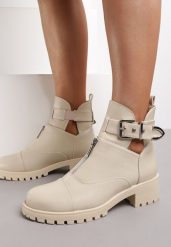 Beżowe Botki Merina. Brązowe botki damskie Renee, bez wzorów, za kostkę, bez obcasa, na płaskiej podeszwie, bez zapięcia. Za 129.99 zł.