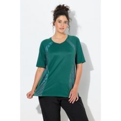 Damskie Bluzka funkcyjna kwiaty/panterka dekolt w serek rękaw 1/2. Zielone koszulki sportowe damskie Ulla Popken, plus size, bez wzorów, z elastanu, bez ramiączek. Za 199.99 zł.