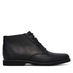 Trzewiki Timberland. Czarne botki męskie Timberland, bez wzorów, bez obcasa, bez zapięcia. Za 549.99 zł.