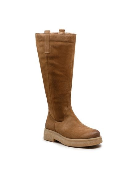 Lasocki Kozaki WI23-BULGY-06 Brązowy. Brązowe kozaki damskie Lasocki, bez wzorów, ze skóry, bez obcasa, na płaskiej podeszwie, bez zapięcia. Za 349.99 zł.