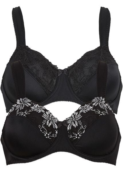 Biustonosz (2 szt.). Czarne biustonosze bonprix, bez wzorów. Za 117.99 zł.