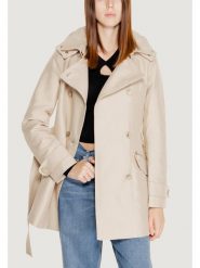 Morgan Trencz 241-GLADIA Beżowy Slim Fit. Brązowe płaszcze damskie Morgan, bez wzorów, z syntetyku, bez kołnierzyka, bez kaptura. Za 379.99 zł.