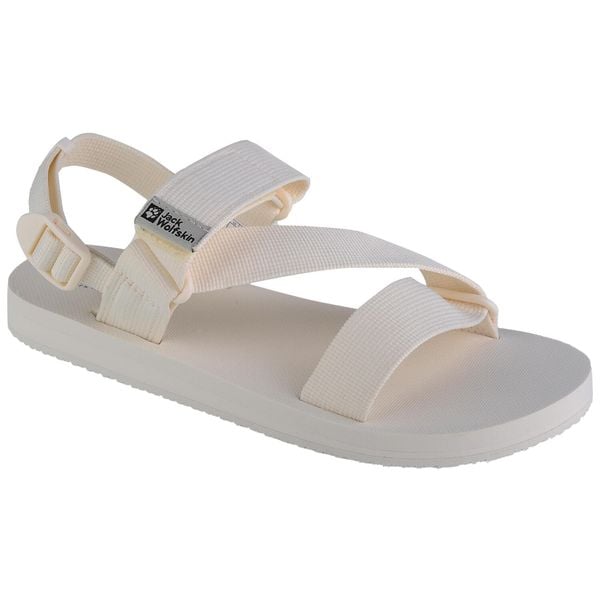 Sandały damskie, Jack Wolfskin Urban Entdeckung Belt Sandal W. Białe sandały damskie Jack Wolfskin, bez wzorów, z gumy, bez obcasa, bez zapięcia. Za 335.00 zł.