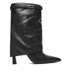 Botki Eva Minge. Czarne botki damskie Eva Minge, bez wzorów, bez obcasa, na szpilce, bez zapięcia. Za 559.99 zł.