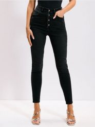 Jeansy skinny - czarny. Czarne jeansy damskie Sinsay, bez wzorów, z denimu, z podwyższonym stanem. W wyprzedaży za 49.99 zł.