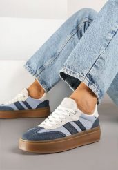 Granatowe Sneakersy Tenisówki na Kauczukowej Podeszwie Ardisora. Niebieskie trampki i tenisówki damskie Renee, z aplikacjami, z kauczuku, bez zapięcia. Za 89.99 zł.