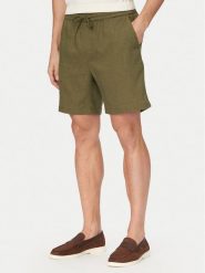 Tommy Hilfiger Szorty materiałowe Dover MW0MW44356 Zielony ciemny Regular Fit. Zielone szorty męskie Tommy Hilfiger, bez wzorów, ze lnu. Za 409.99 zł.