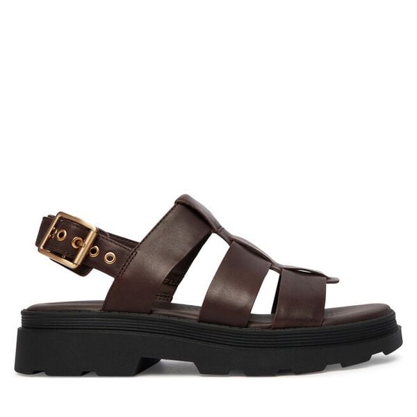 Sandały Clarks. Brązowe sandały damskie Clarks, bez wzorów, bez obcasa, na płaskiej podeszwie, bez zapięcia. Za 258.99 zł.