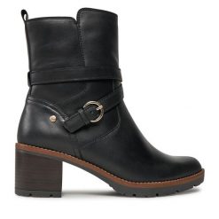 Botki Pikolinos. Czarne botki damskie Pikolinos, bez wzorów, bez obcasa, na słupku, bez zapięcia. Za 569.99 zł.
