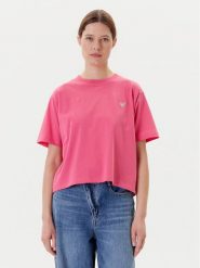 Guess Jeans T-Shirt W4YI05 K8HM0 Różowy Boxy Fit. Czerwone t-shirty damskie Guess Jeans, m, z aplikacjami, z bawełny, bez kołnierzyka, bez ramiączek. Za 79.99 zł.