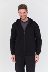 GUESS Czarna bluza rozpinana Aldwin Zip. Czarne bluzy męskie Guess, l, z aplikacjami, bez ramiączek, bez kaptura. W wyprzedaży za 284.99 zł.