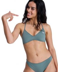 Trójkątny stanik bikini dla Kobiety SOLID ESSENTIALS Zielony. Zielone stroje kąpielowe damskie Roxy, xl, bez wzorów, z elastanu. Za 139.99 zł.