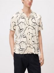Wzorzysta koszula regular fit - złamana biel. Koszule męskie Reserved, l, bez wzorów, z bawełny, bez kołnierzyka, bez ramiączek. Za 119.99 zł.