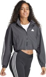 Adidas Kurtka damska adidas FI 3S WND WB szara IS3660 L. Szare kurtki sportowe damskie Adidas, l, bez wzorów, bez ramiączek, bez kaptura. Za 383.62 zł.