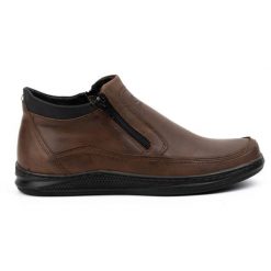 Polbut Buty męskie zimowe K30 ciemny brąz brązowe. Brązowe botki męskie na zimę, bez wzorów, ze skóry, eleganckie, bez obcasa, bez zapięcia. Za 367.89 zł.