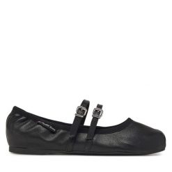 Baleriny Tommy Jeans. Czarne balerinki damskie Tommy Jeans, bez wzorów, z jeansu, bez obcasa, bez zapięcia. Za 219.99 zł.