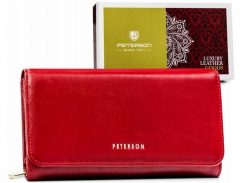 Portfel skórzany Peterson PTN 421077-SG czerwony. Czerwone portfele damskie Peterson, ze skóry. Za 222.37 zł.
