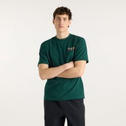 Koszulka męska New Balance MT62S7YPNOG – zielona. Zielone koszulki sportowe męskie New Balance, l, bez wzorów, z dresówki, bez ramiączek. Za 149.99 zł.