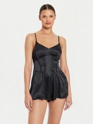Dorina Piżama D001351SW004 Czarny Regular Fit. Czarne piżamy damskie Dorina, bez wzorów, z syntetyku, bez ramiączek. Za 99.99 zł.