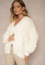 Beżowy Niezapinany Kardigan z Ozdobnymi Pomponami Besinia. Brązowe kardigany damskie Renee, bez wzorów, z jeansu, eleganckie, bez kołnierzyka. Za 149.99 zł.