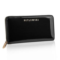 Portfel damski BETLEWSKI ZBPD-BS-5297 CZARNY. Czarne portfele damskie Betlewski, z lakierowanej skóry. Za 139.99 zł.