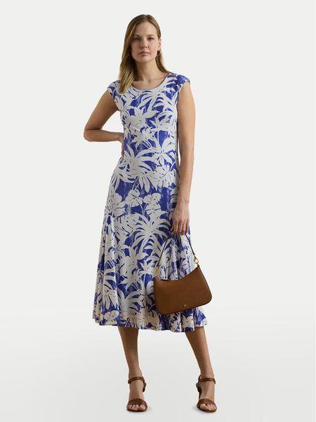 LAUREN RALPH LAUREN Sukienka codzienna 200971078001 Niebieski Regular Fit. Niebieskie sukienki damskie Lauren Ralph Lauren, na co dzień, s, bez wzorów, z syntetyku, bez kołnierzyka, bez ramiączek, proste. Za 479.99 zł.