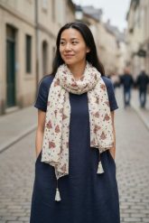 Maison Scotch damski szalik 100% bawełna, żaglówki, frędzle. Białe szaliki damskie 55PROTEC, na jesień, bez wzorów, z bawełny. Za 221.99 zł.