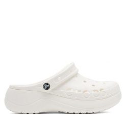 Klapki Crocs. Białe klapki damskie Crocs, bez wzorów, bez obcasa, bez zapięcia. Za 199.99 zł.