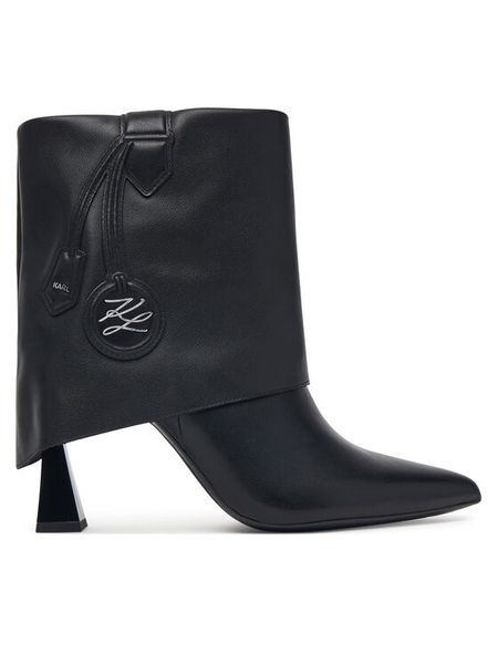 KARL LAGERFELD Botki Debutante KL32045A Czarny. Czarne botki damskie KARL LAGERFELD, bez wzorów, ze skóry, bez obcasa, na słupku, bez zapięcia. Za 1,189.00 zł.