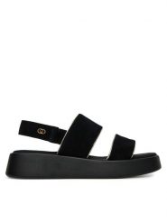 Liu Jo Sandały Amber 01 SA5187 PX002 Czarny. Czarne sandały damskie Liu Jo, bez wzorów, ze skóry, bez obcasa, na płaskiej podeszwie, bez zapięcia. Za 339.99 zł.