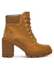 Timberland Botki Allington Heights Mid Lace Up TB0A2CKCEN11 Brązowy. Brązowe botki damskie Timberland, bez wzorów, ze skóry, bez obcasa, na słupku, bez zapięcia. Za 579.99 zł.